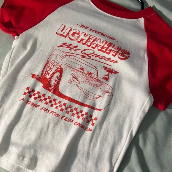 Disney Tops - Disney Lightning McQueen Red and White Tee